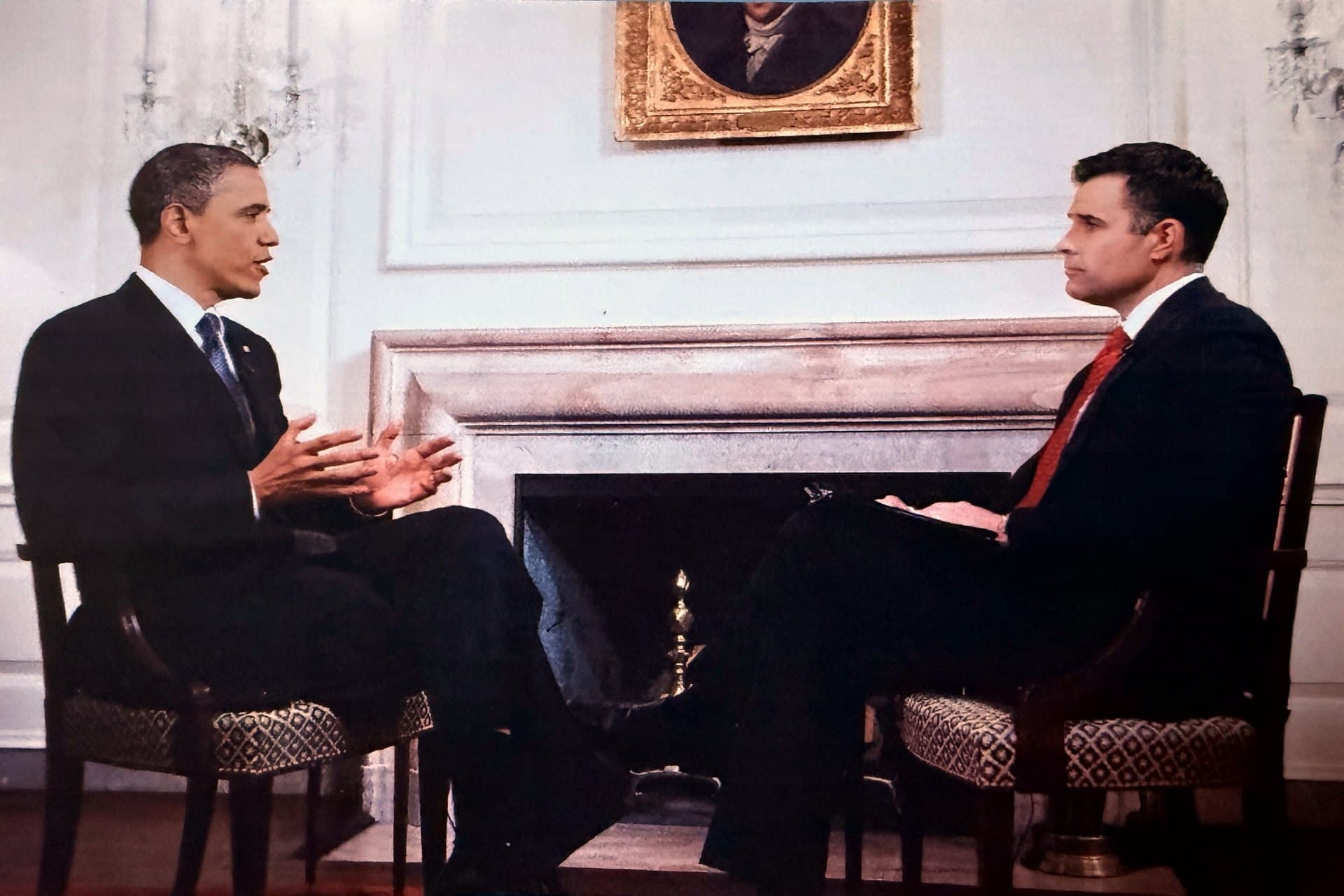 Justin Farmer interviewing President Barack Obama at the White House